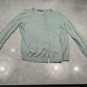 LOFT Mint Green Lightweight Button-Front Cardigan